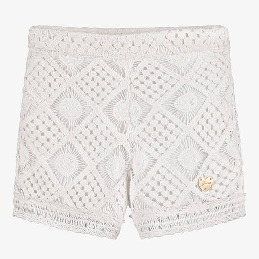 Guess-Girls Ivory Crochet Shorts | Childrensalon
