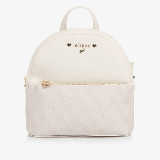 Guess-Girls Ivory Faux Leather Backpack (23cm) | Childrensalon
