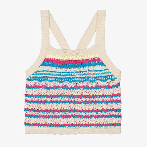 Guess-Girls Ivory & Pink Cotton Crochet Top | Childrensalon