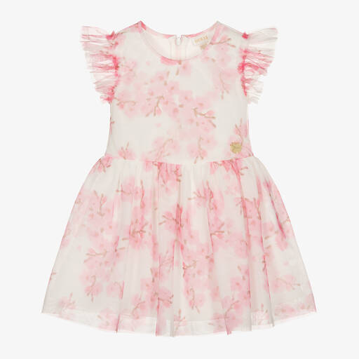 Guess-Girls Pink Blossom Print Tulle Dress | Childrensalon