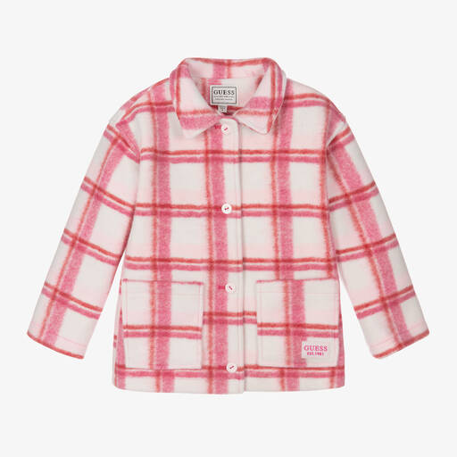 Guess-Girls Pink Check Jacket | Childrensalon