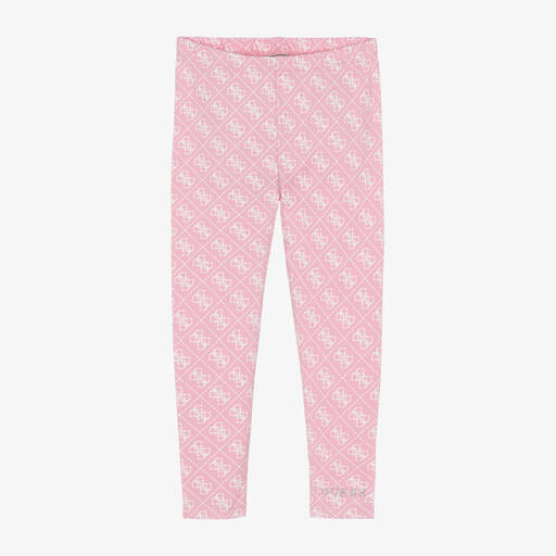 Guess-Girls Pink Cotton 4G Leggings | Childrensalon