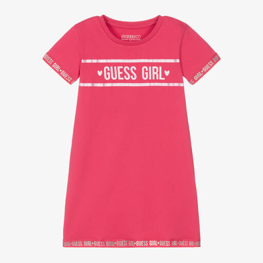 Guess-Girls Pink Cotton T-Shirt Dress | Childrensalon