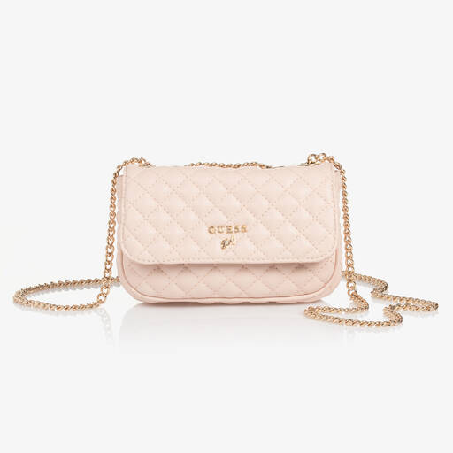 Guess-Girls Pink Faux Leather Shoulder Bag (17cm) | Childrensalon