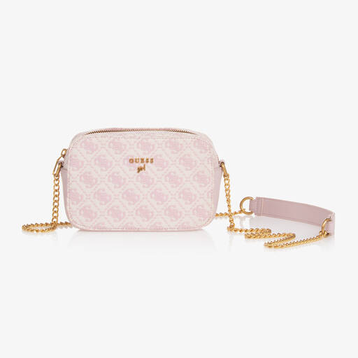 Guess-Girls Pink Jacquard Shoulder Bag (19cm) | Childrensalon