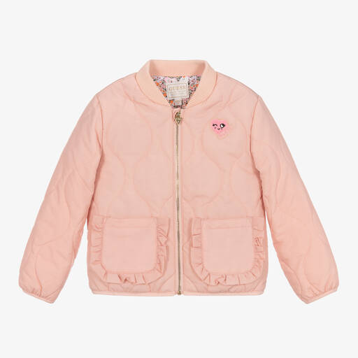 Guess-Girls Pink Quilted Jacket | Childrensalon