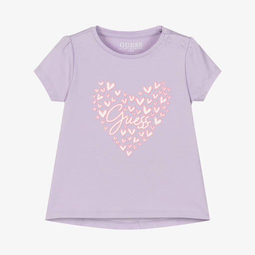 Guess-Girls Purple Organic Cotton T-Shirt | Childrensalon