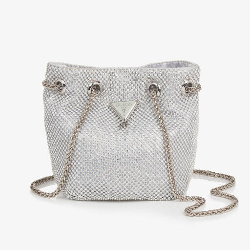 Guess-Girls Silver Diamanté Handbag (14cm) | Childrensalon