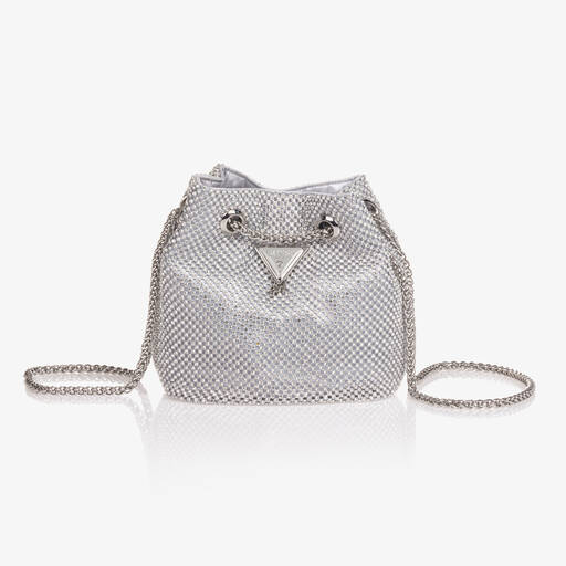 Guess-Girls Silver Diamanté Handbag (18cm) | Childrensalon