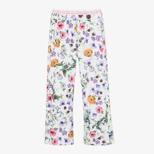 Guess-Белые брюки с цветами для девочек | Childrensalon