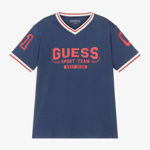 Guess-Junior Boys Blue Varsity T-Shirt | Childrensalon