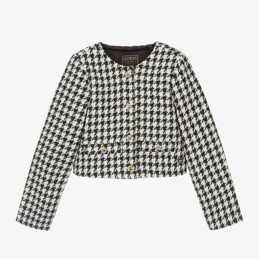 Guess-Junior Girls Black & White Houndstooth Jacket | Childrensalon