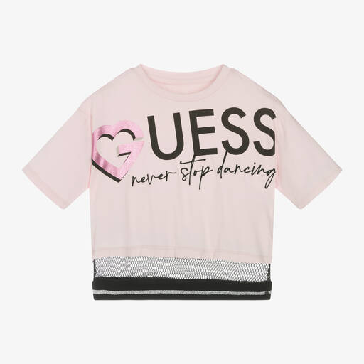 Guess-Junior Girls Pink Cotton Dance T-Shirt | Childrensalon