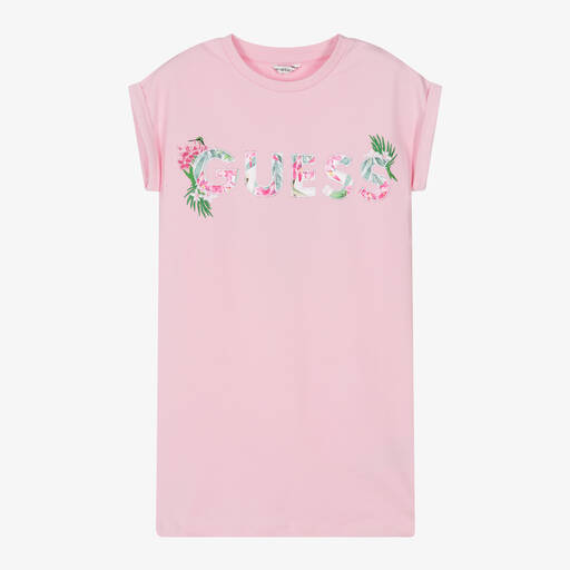Guess-Junior Girls Pink Cotton T-Shirt Dress | Childrensalon