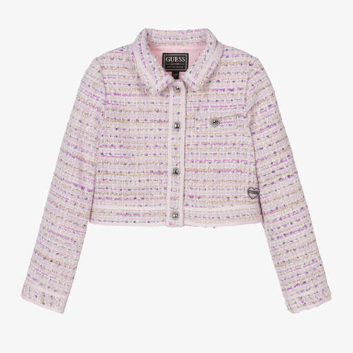 Guess-Junior Girls Pink & Lilac Tweed Jacket | Childrensalon
