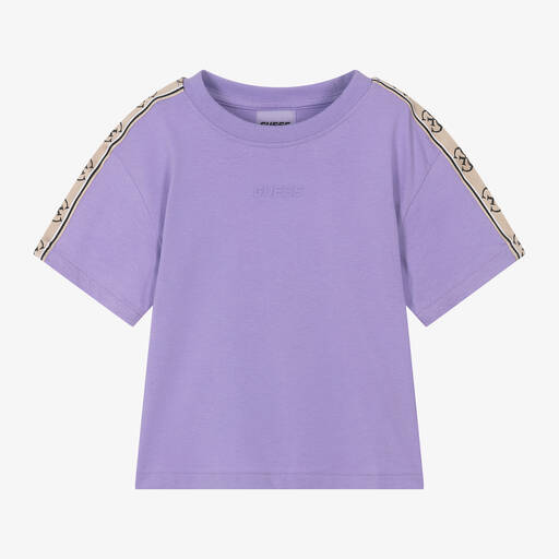 Guess-Junior Girls Purple Cotton T-Shirt | Childrensalon