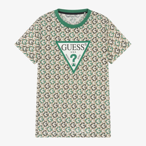 Guess-Teen Boys Beige Cotton T-Shirt | Childrensalon