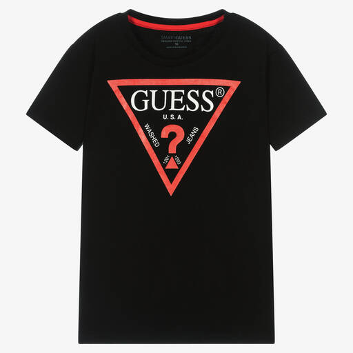 Guess-Черная хлопковая футболка с треугольником | Childrensalon
