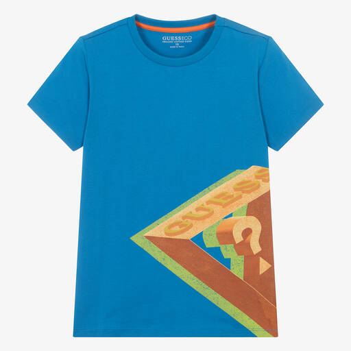 Guess-Голубая хлопковая футболка для мальчиков | Childrensalon