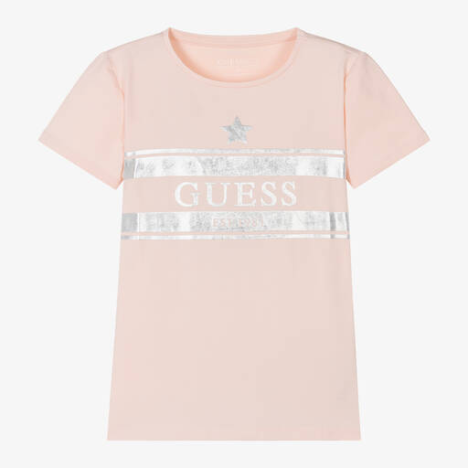 Guess-Teen Girls Pink Cotton Shirt | Childrensalon
