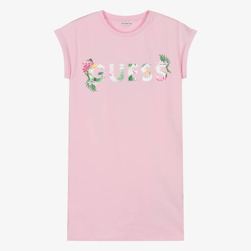 Guess-Teen Girls Pink Cotton T-Shirt Dress | Childrensalon