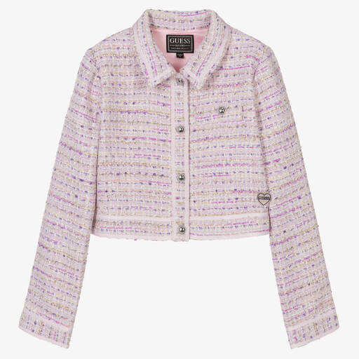 Guess-Teen Girls Pink & Lilac Tweed Jacket | Childrensalon