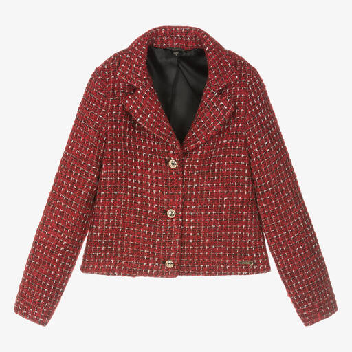 Guess-Roter Teen Tweed-Blazer für Mädchen | Childrensalon
