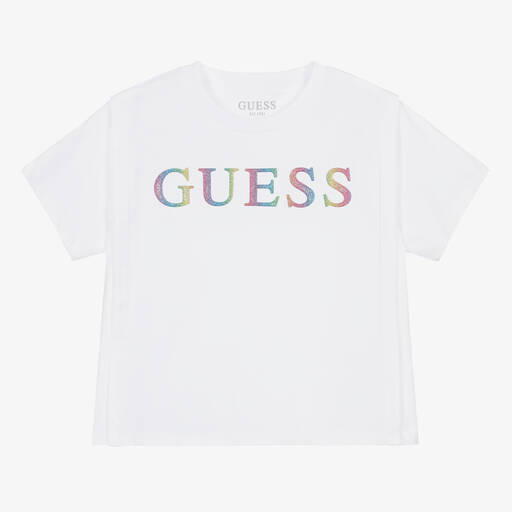 Guess-Teen Girls White Cotton Jersey T-Shirt | Childrensalon