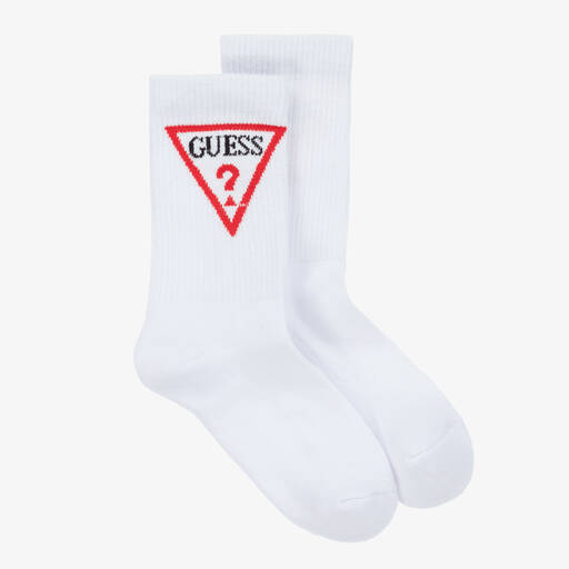 Guess-White Cotton Triangle Socks | Childrensalon