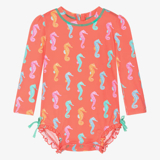 Hatley-Baby Girls Orange Swimsuit (UPF50+) | Childrensalon