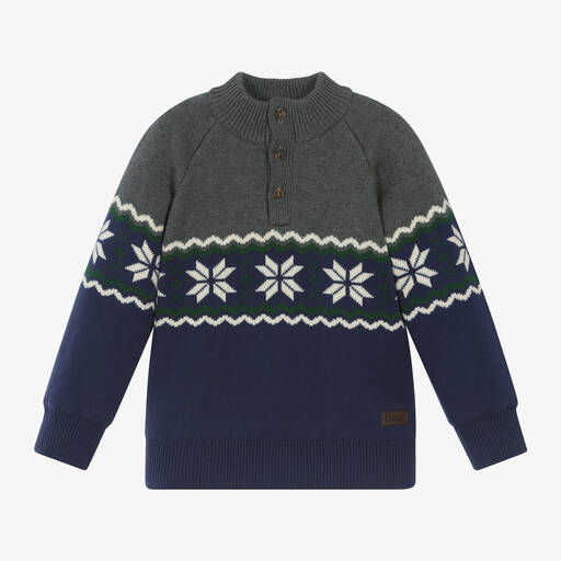 Hatley-Boys Blue Cotton Fair Isle Sweater | Childrensalon