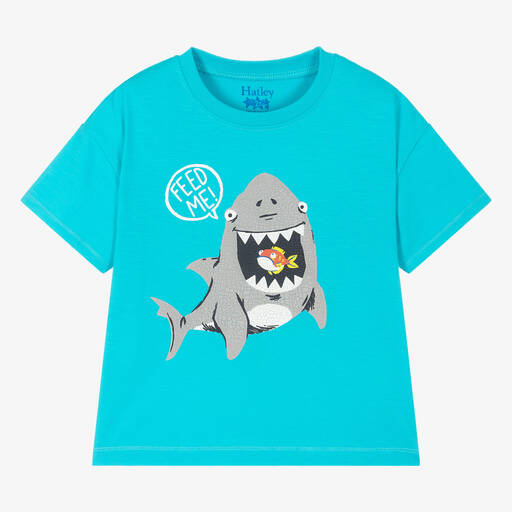 Hatley-Boys Blue Cotton Shark T-Shirt | Childrensalon