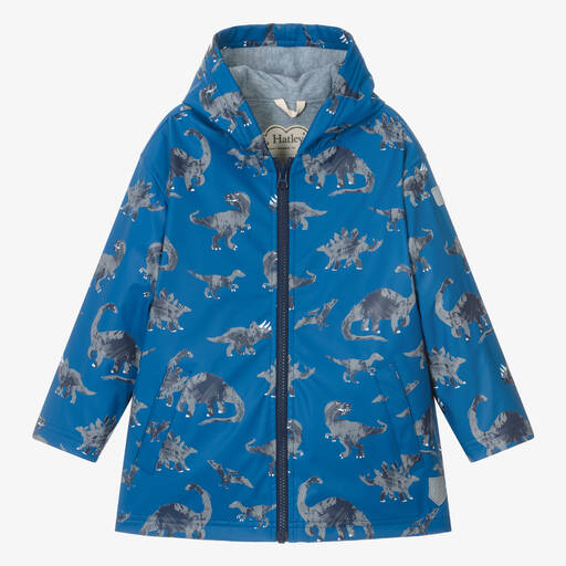 Hatley-Boys Blue Dinosaur Hooded Raincoat | Childrensalon