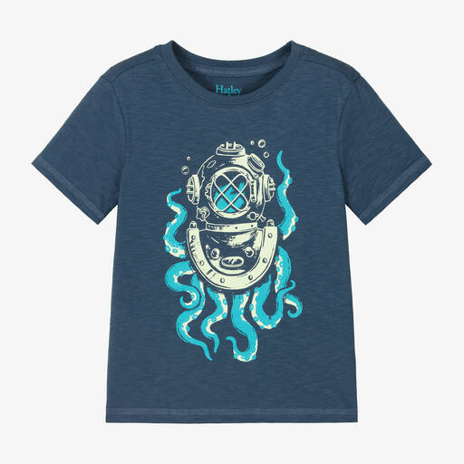 Hatley-Boys Blue Graphic Print Cotton T-Shirt | Childrensalon