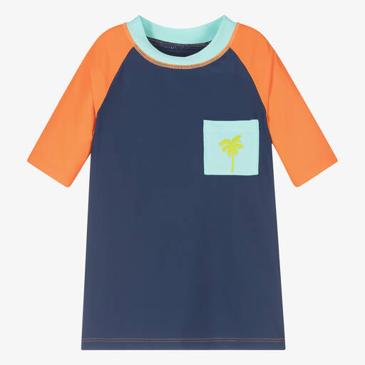 Hatley-Boys Blue & Orange Sun Top (UPF50+) | Childrensalon