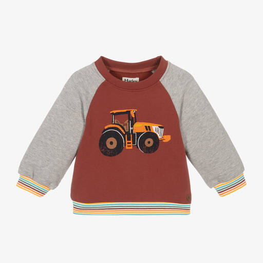Hatley-Boys Brown Cotton Tractor Sweatshirt | Childrensalon