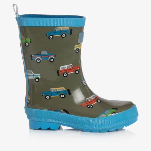 Hatley-Boys Dark Green Car Rain Boots | Childrensalon