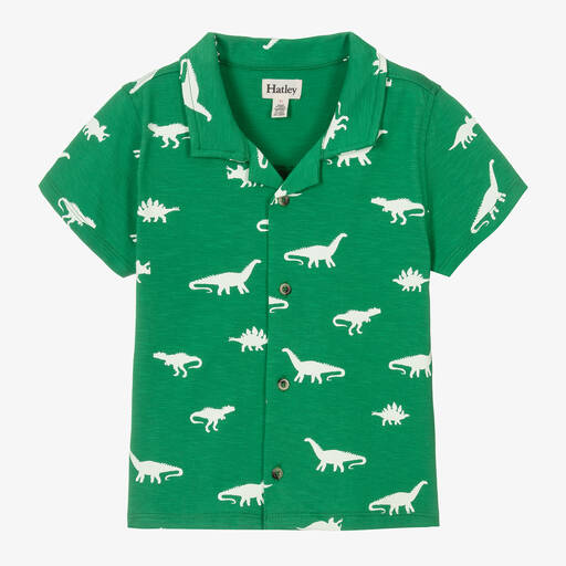 Hatley-Boys Green Cotton Dinosaur Shirt | Childrensalon
