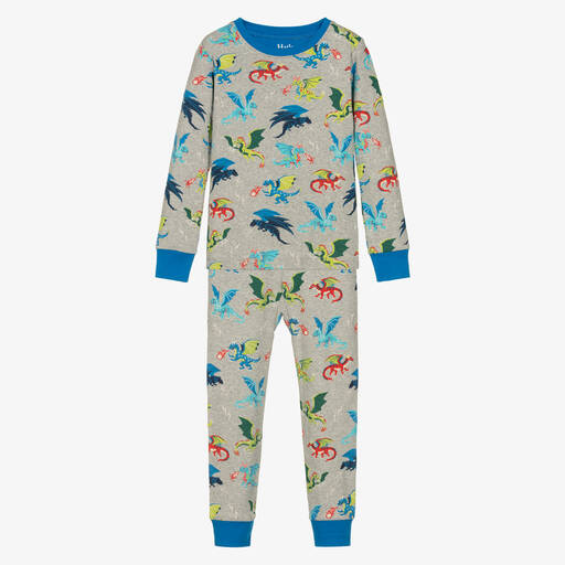 Hatley-Boys Grey Cotton Dragons Realm Pyjamas | Childrensalon
