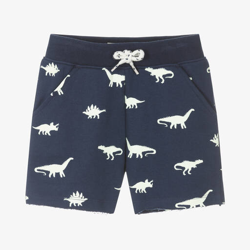 Hatley-Boys Navy Blue Cotton Dino Glow Shorts | Childrensalon