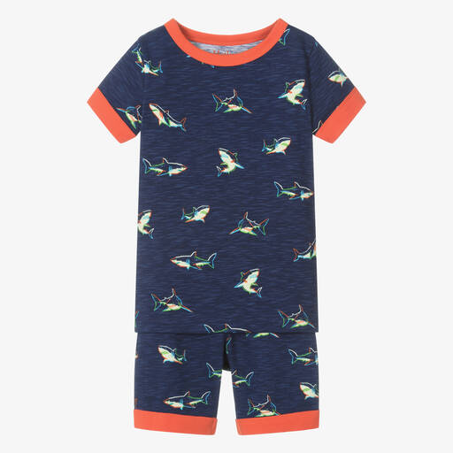 Hatley-Boys Navy Blue Cotton Sharks Pyjamas | Childrensalon