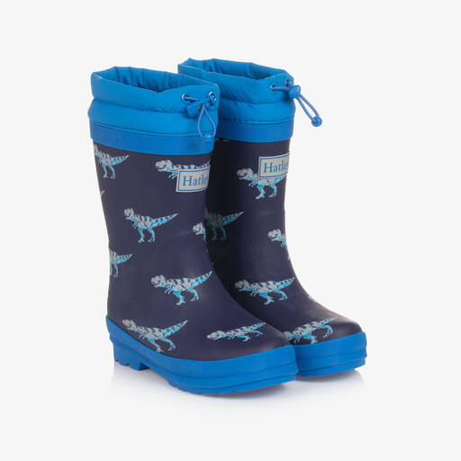Hatley-Boys Navy Blue Dinosaur Rain Boots | Childrensalon