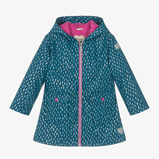 Hatley-Girls Blue Lightning Bolts Raincoat | Childrensalon