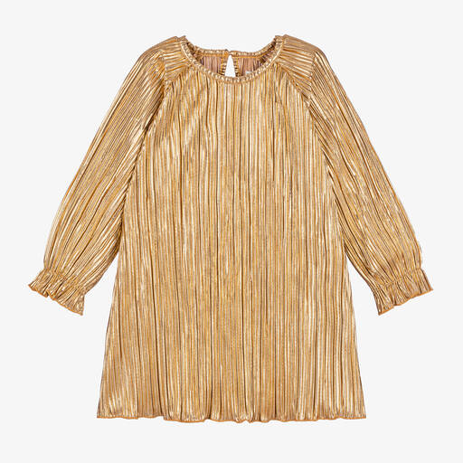 Hatley-Girls Gold Plissé Dress | Childrensalon