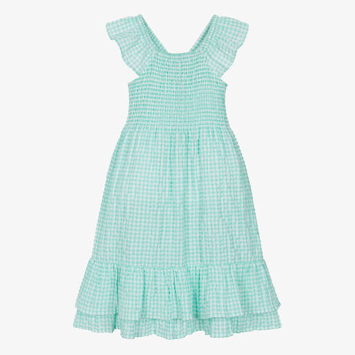 Hatley-Girls Green Gingham Seersucker Dress | Childrensalon
