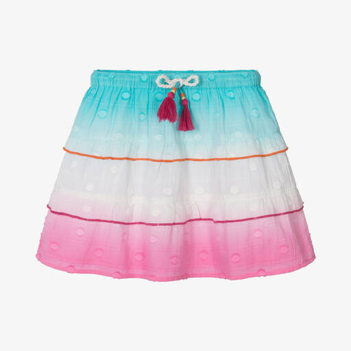 Hatley-Girls Pink & Blue Tiered Cotton Skirt | Childrensalon