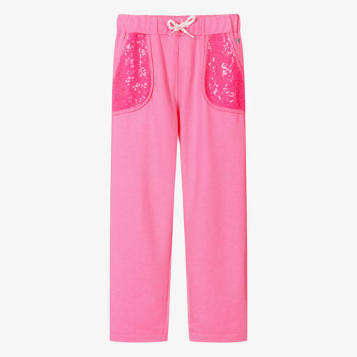 Hatley-Girls Pink Cotton Sequin Pocket Joggers | Childrensalon
