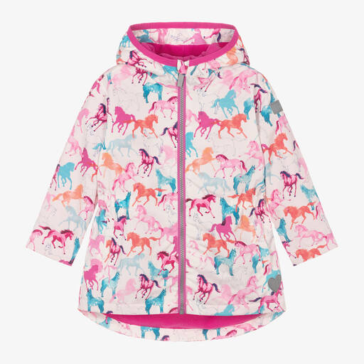 Hatley-Girls Pink Horse Print Raincoat | Childrensalon