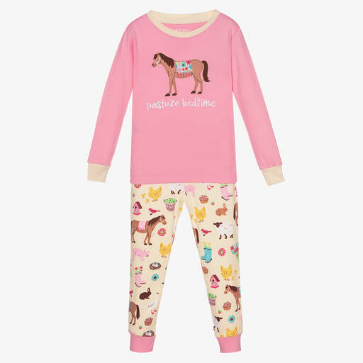 Little Blue House by Hatley-Girls Pink Horse Pyjamas | Childrensalon