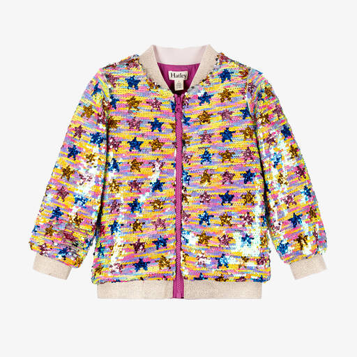 Hatley-Girls Pink Sequined Star Jacket | Childrensalon